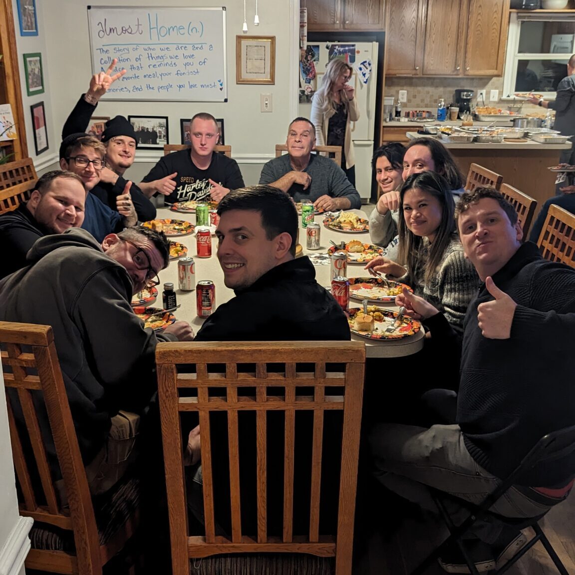Group of people eating dinner